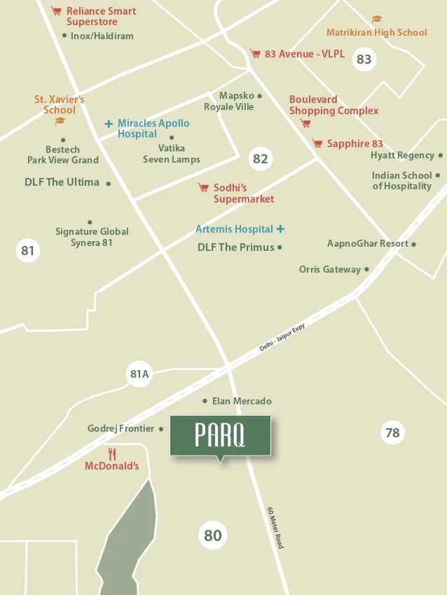 Conscient Parq Sector 80 Gurgaon Location Map
