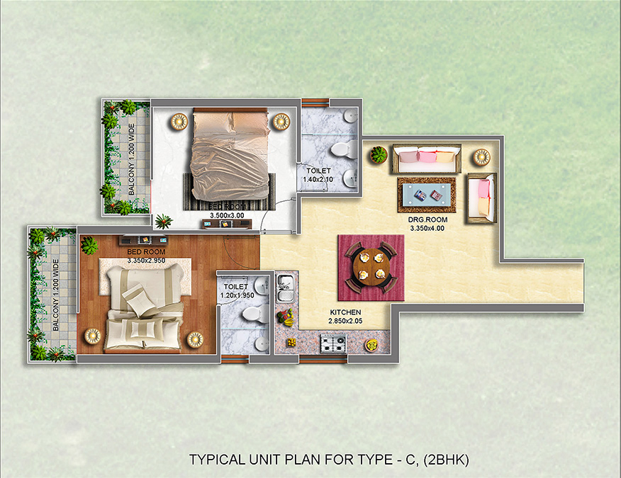 Pyramid Urban Homes Sector 70A Gurugram Floor Plan of 1 and 2 BHK Apartments