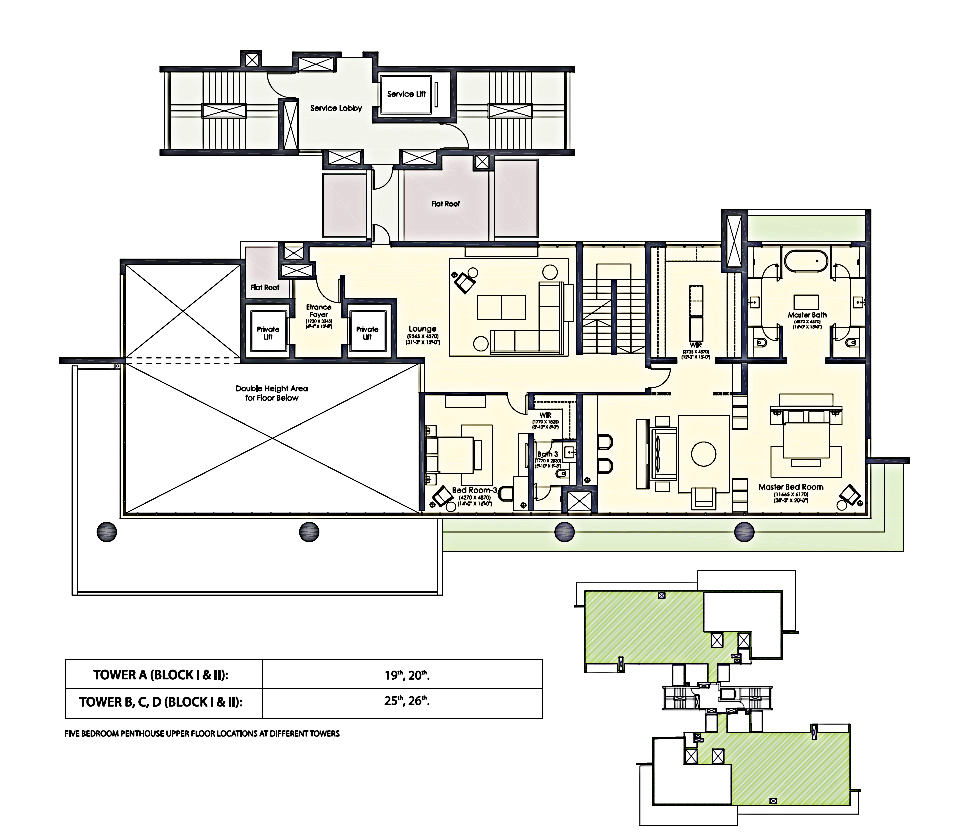IREO Gurgaon Hills Gwal Pahadi Gurugram Floor Plan of 3, 4 and 5 BHK Apartments and Penthouses