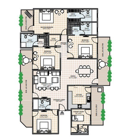 4 BHK Floor Plan