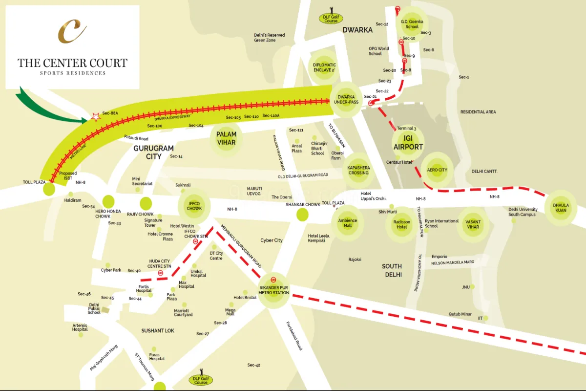 Ashiana Center Court Location Map