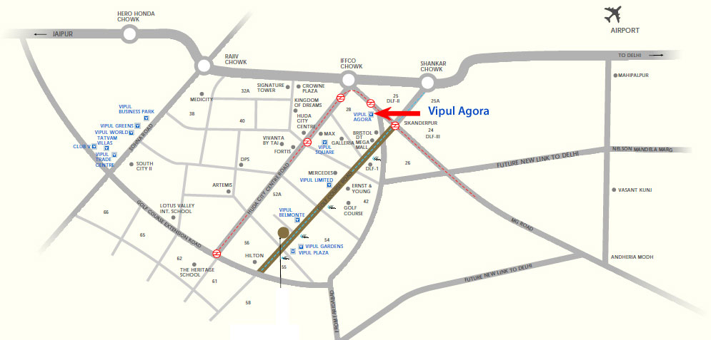 Vipul Agora Location Map
